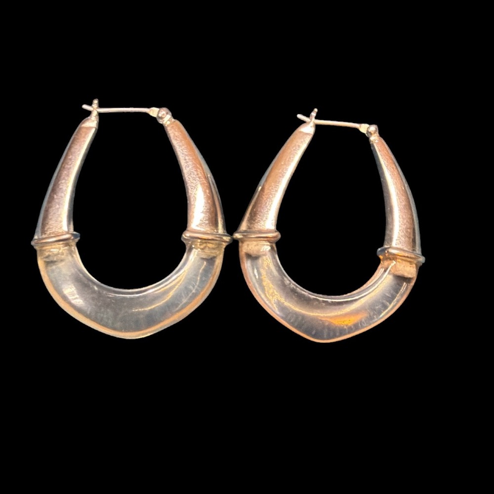Silver Tone Clear Lucite Hoop Earrings Fancy Acrylic Geometric Earrings